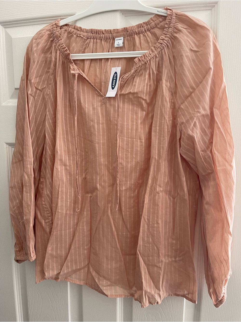 Old Navy Peach Stripe Peasant Blouse